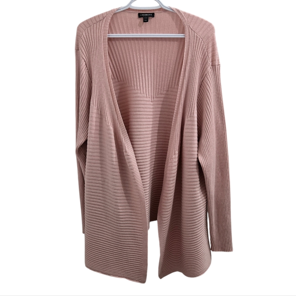 Lane Bryant Pink Ribbed Open Cardigan Size 22 / 24